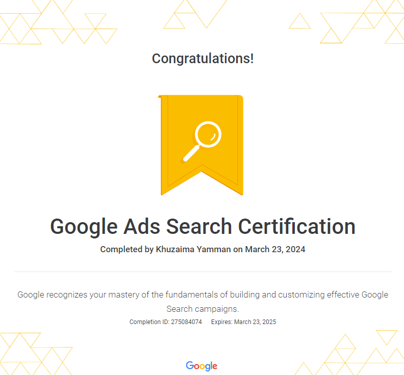 Google Ads search certification
